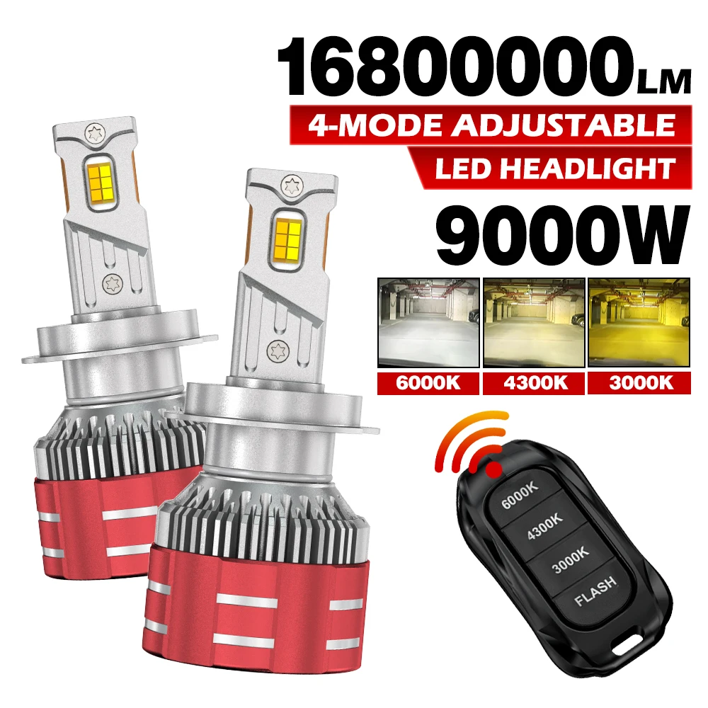 H4 LED H11 9005 HB3 9006 HB4 9012 6000K 4300K 3000K H7 LED Bulb Three Color Remote Control for Car Headlights Lights 12V
H4 LED H11 9005 HB3 9006 HB4 9012 6000K 4300K 3000K H7 LED Bulb Three Color Remote Control for Car Headlights Lights 12V