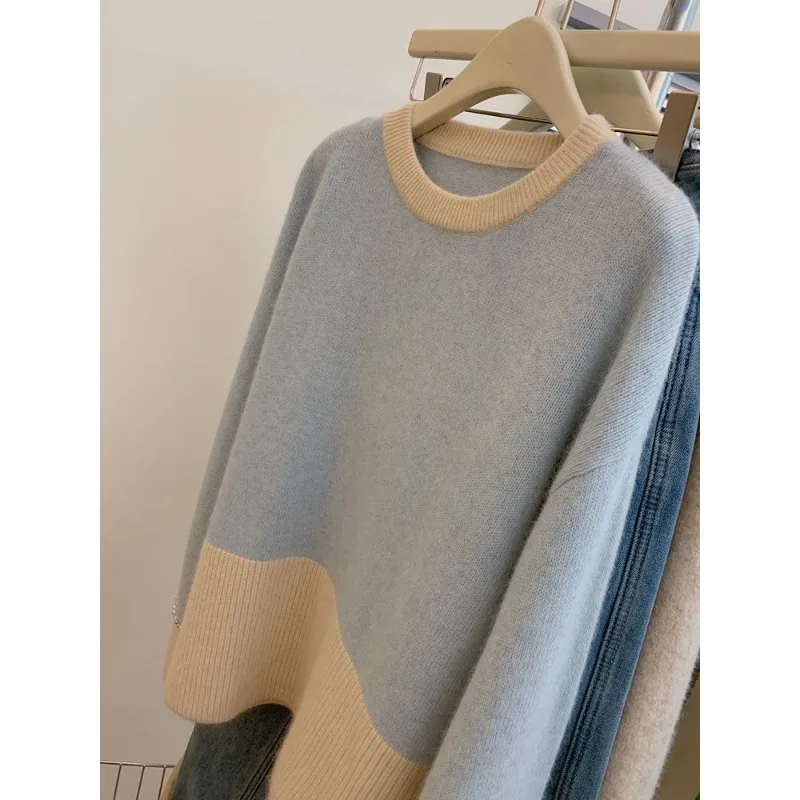 Ленивый вязаный свитер контрастного цвета в стиле ретро с дизайном манжеты и бисером, нишевый свитер для тяжелой промышленности
Ленивый вязаный свитер контрастного цвета в стиле ретро с дизайном манжеты и бисером, нишевый свитер для тяжелой промышленности