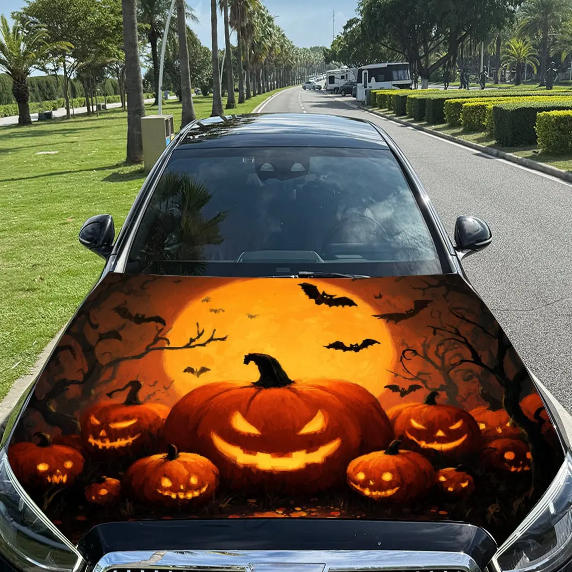 Bizarre Halloween Pumpkin & Bat Print car hood stickers, waterproof self-adhesive, scratch resistant, easy to stick, durable car
Bizarre Halloween Pumpkin & Bat Print car hood stickers, waterproof self-adhesive, scratch resistant, easy to stick, durable car