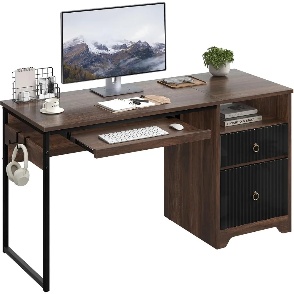 55 Inch Computer Desk with Keyboard Tray, Modern Office Desk with Storage, Wood Writing Desk with File Drawer
55 Inch Computer Desk with Keyboard Tray, Modern Office Desk with Storage, Wood Writing Desk with File Drawer