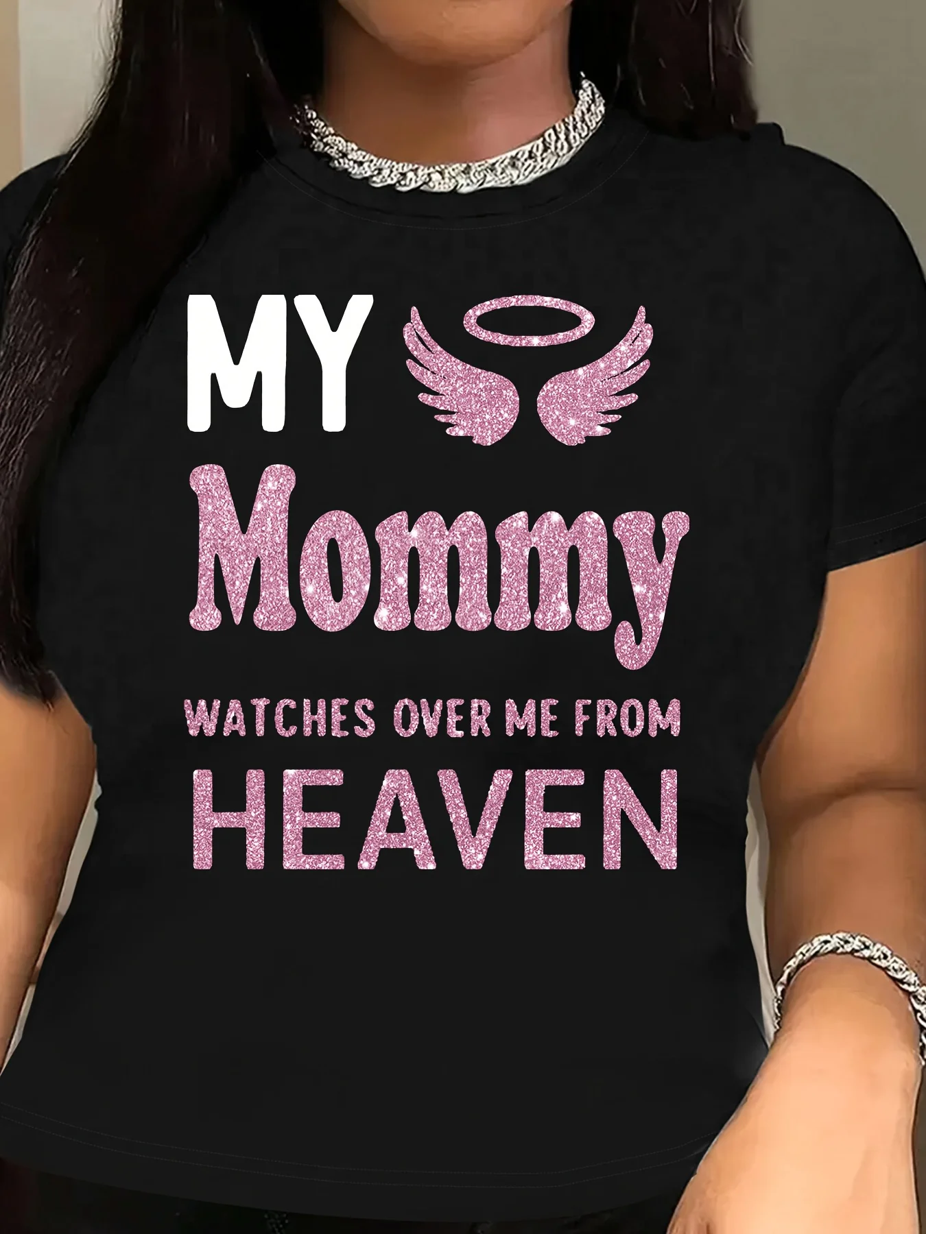 Angel Wings My Mommy Watches Over Me from Heaven Print T-Shirt, Women'S Fashion Loose-Fit Comfortable Slogan Tee
Angel Wings My Mommy Watches Over Me from Heaven Print T-Shirt, Women'S Fashion Loose-Fit Comfortable Slogan Tee