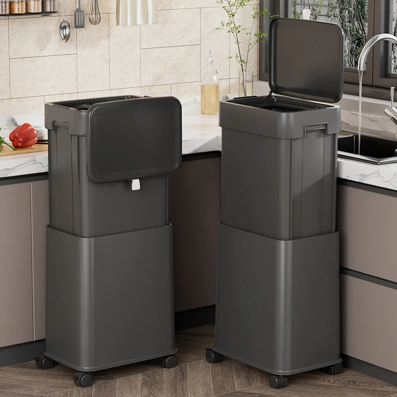 Kitchen trash can High mobile large-capacity household covered light luxury bathroom storage artifact
Kitchen trash can High mobile large-capacity household covered light luxury bathroom storage artifact