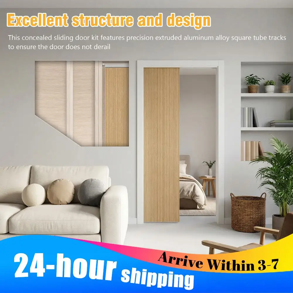 2 Set Heavy-Duty Hidden Door Kit with 220LBS Two-Way Soft-Close Mechanism Pocket Door Frame Hardware Kit Smoothly and Quietly
2 Set Heavy-Duty Hidden Door Kit with 220LBS Two-Way Soft-Close Mechanism Pocket Door Frame Hardware Kit Smoothly and Quietly