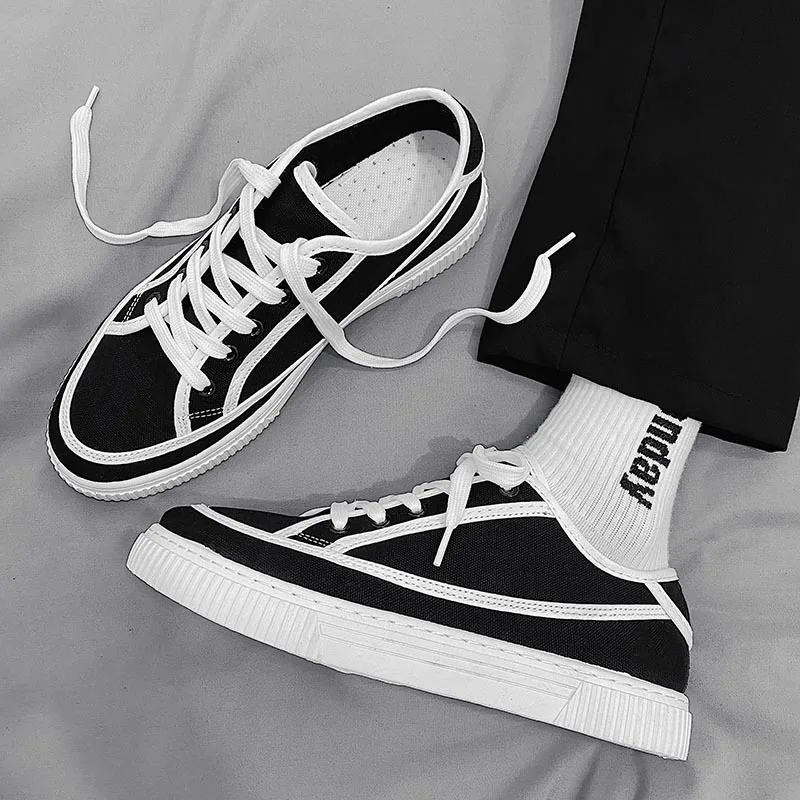 Trend Casual Canvas Shoes for Men Fashion Sneakers Breathable Flat Vulcanized Shoes Sport Skateboard Shoes Lace Up Male Sneakers
Trend Casual Canvas Shoes for Men Fashion Sneakers Breathable Flat Vulcanized Shoes Sport Skateboard Shoes Lace Up Male Sneakers