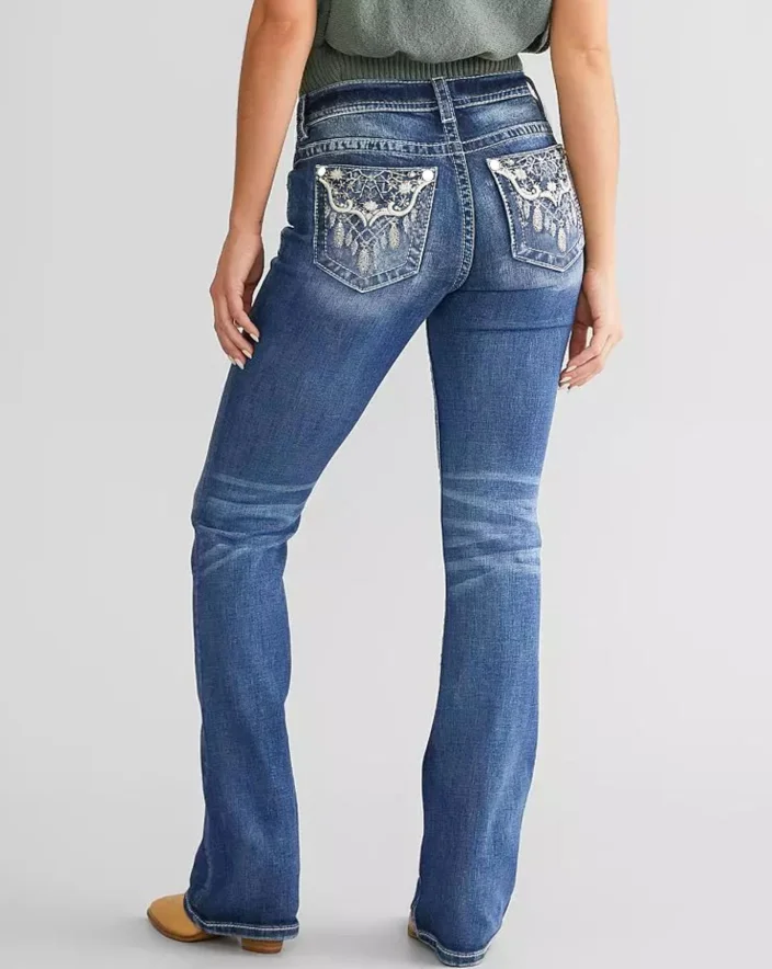 Женские джинсы-клеш с вышивкой — стильные джинсовые брюки с высокой талией и уникальной строчкой w24
Женские джинсы-клеш с вышивкой — стильные джинсовые брюки с высокой талией и уникальной строчкой w24