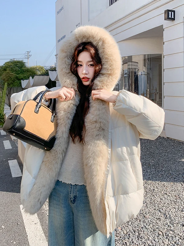 White Hooded Luxury down Jaet Women's ort Thi Warm White Du down Coat Casual Loose Fit Eco-friendly Zipper Closure
White Hooded Luxury down Jaet Women's ort Thi Warm White Du down Coat Casual Loose Fit Eco-friendly Zipper Closure