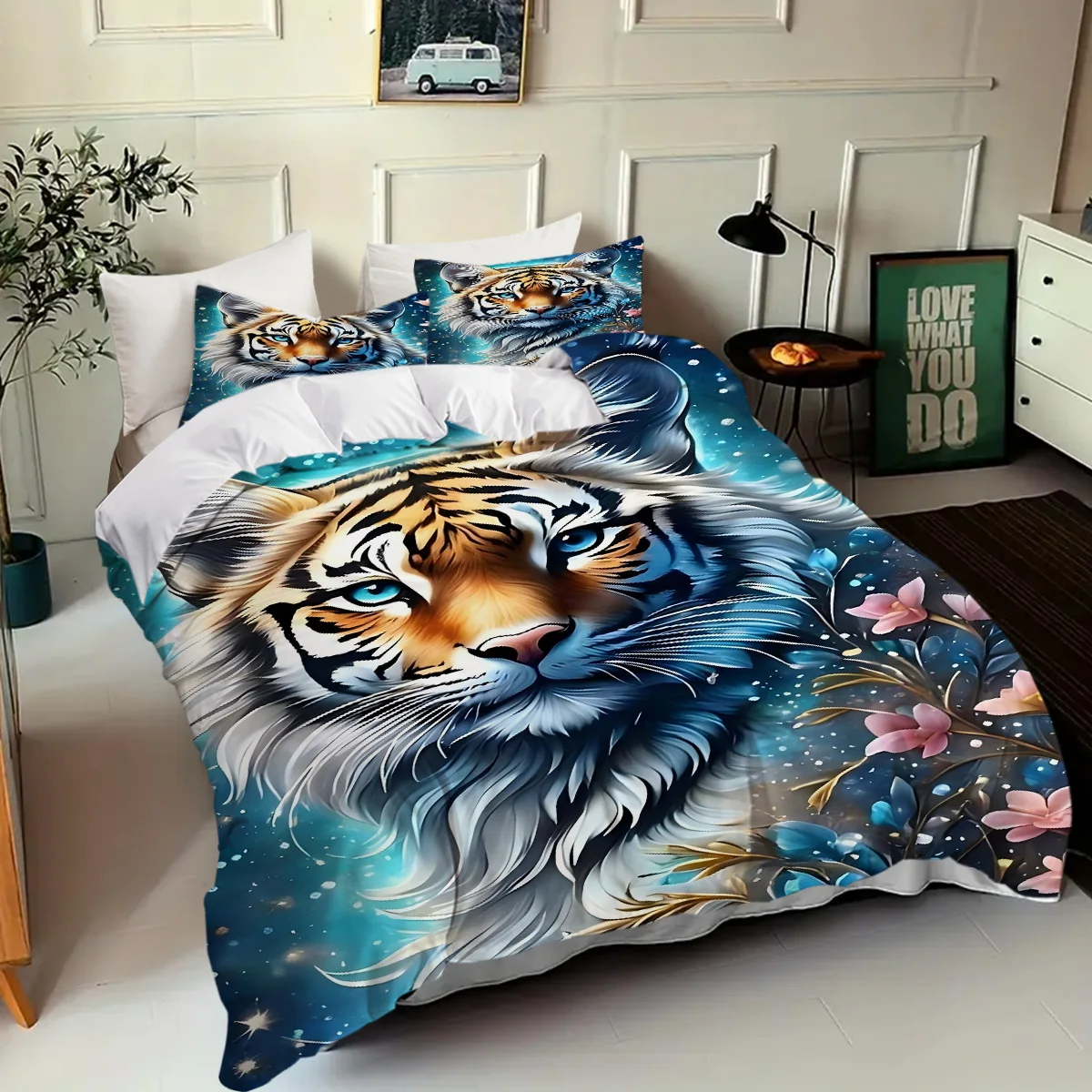 Retro Forest Tiger 3D Printed Quilt Cover Pillowcase Blue Gold Flower Bedding Set For Kids Teens Adults Wildlife Quilt Cover
Retro Forest Tiger 3D Printed Quilt Cover Pillowcase Blue Gold Flower Bedding Set For Kids Teens Adults Wildlife Quilt Cover
