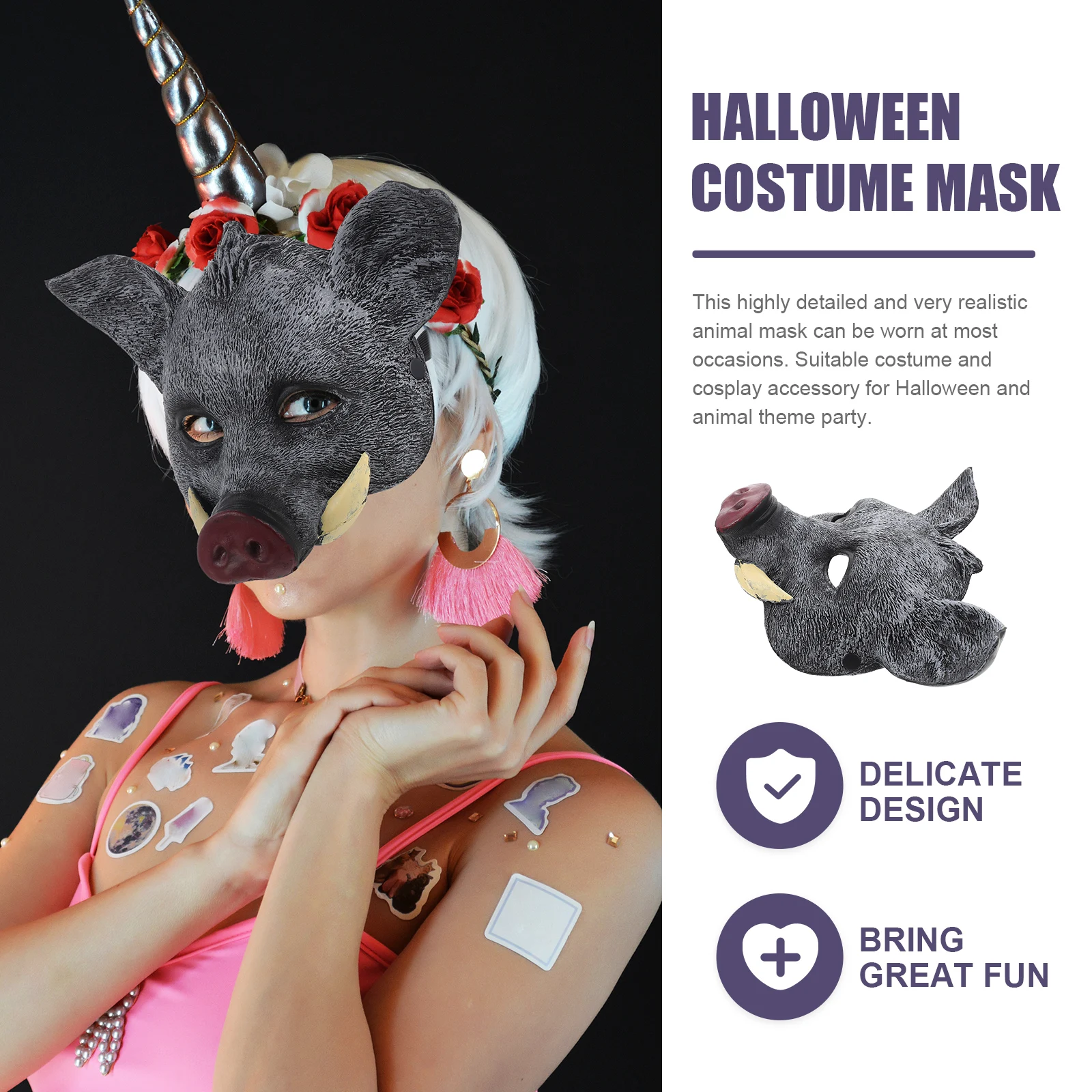 Wild Boar Cosplay Halloween Animal Design Decorative For Carnival Masquerade Festival Costume Accessory Party Performance Pu 
Wild Boar Cosplay Halloween Animal Design Decorative For Carnival Masquerade Festival Costume Accessory Party Performance Pu