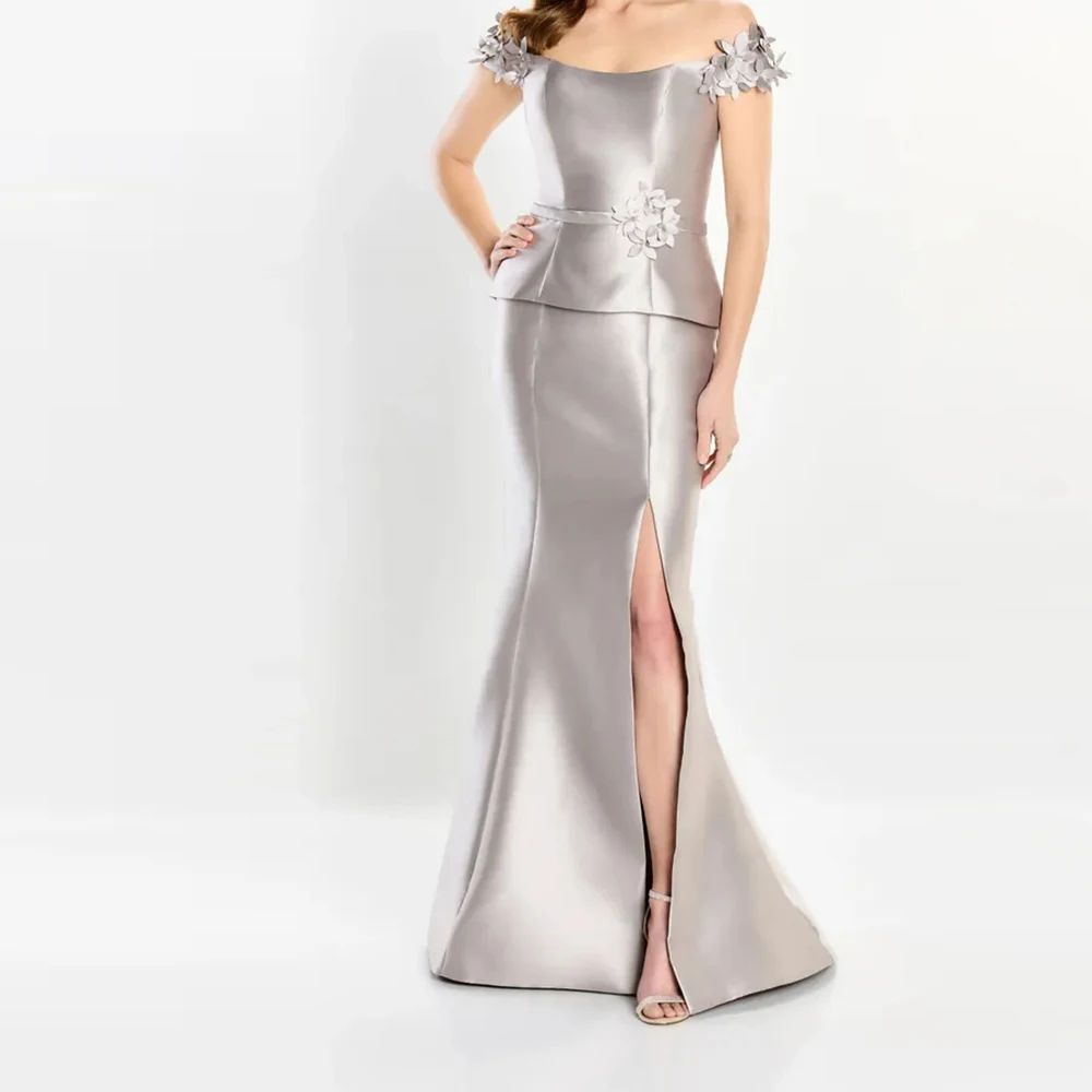Customized Sexy Satin Straight Off the Shoulder Flowers Evening Dress Temperament Floor Length Side Slit vestidos de f
Customized Sexy Satin Straight Off the Shoulder Flowers Evening Dress Temperament Floor Length Side Slit vestidos de f