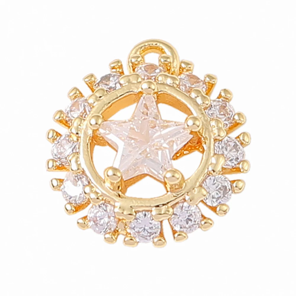 Factory Wholesale Gold Color Brass Mosaic Zircon Round Star Charms Pendant Necklace And Bracelet Earring Diy Jewelry Accessories
Factory Wholesale Gold Color Brass Mosaic Zircon Round Star Charms Pendant Necklace And Bracelet Earring Diy Jewelry Accessories