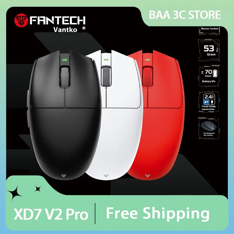 FANTECH XD7 V2 Pro Wireless Mouse Bluetooth Tri-Mode PAW3395 8KHz Return Rate Light Weight Gaming Mouse Esports PC Accessories
FANTECH XD7 V2 Pro Wireless Mouse Bluetooth Tri-Mode PAW3395 8KHz Return Rate Light Weight Gaming Mouse Esports PC Accessories