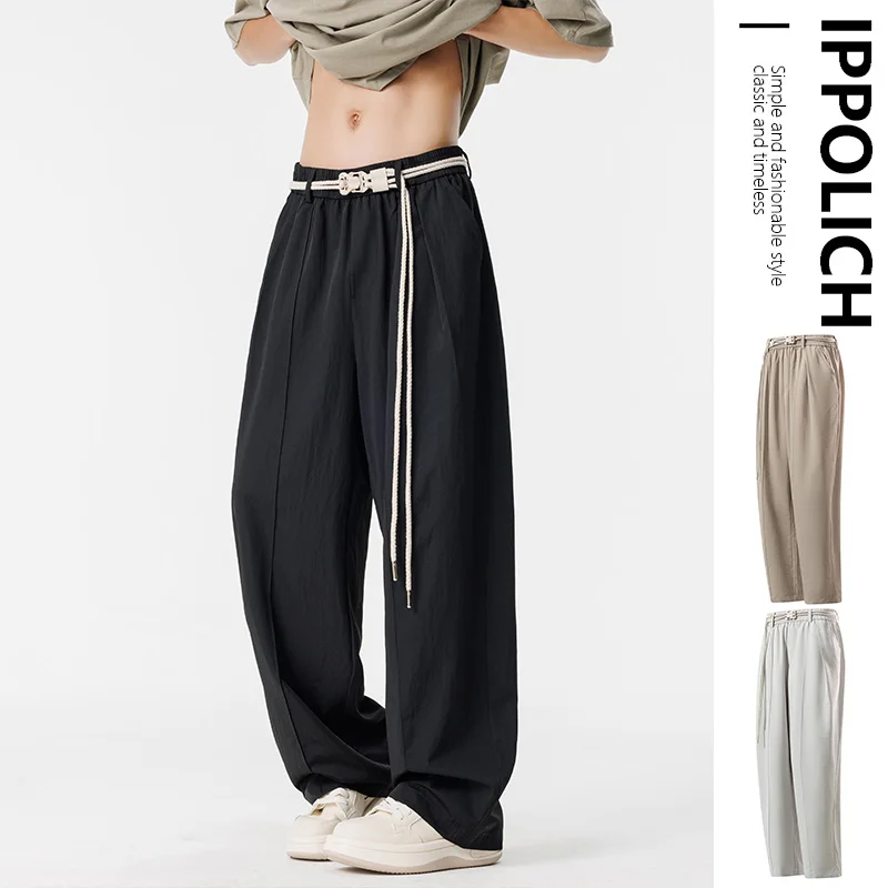 Summer Men's Ice Silk Straight Leg Pants Y2k Thin Wide Leg Casual Trousers Drapey Sporty Breathable Elastic Loose Fit Work Pants
Summer Men's Ice Silk Straight Leg Pants Y2k Thin Wide Leg Casual Trousers Drapey Sporty Breathable Elastic Loose Fit Work Pants