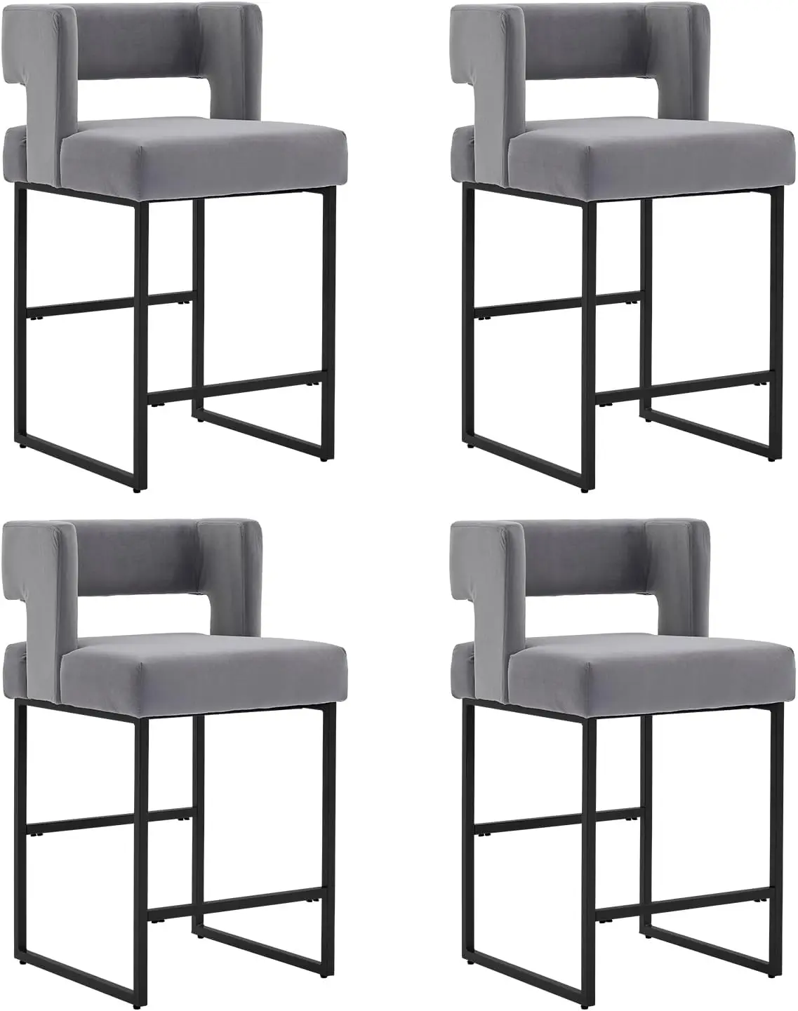 25"" H Velvet Bar Stools Set Of 4, Counter Height Bar Seats With Square Back, Modern Upholstered Arml Barstools With Metal Bla
25"" H Velvet Bar Stools Set Of 4, Counter Height Bar Seats With Square Back, Modern Upholstered Arml Barstools With Metal Bla