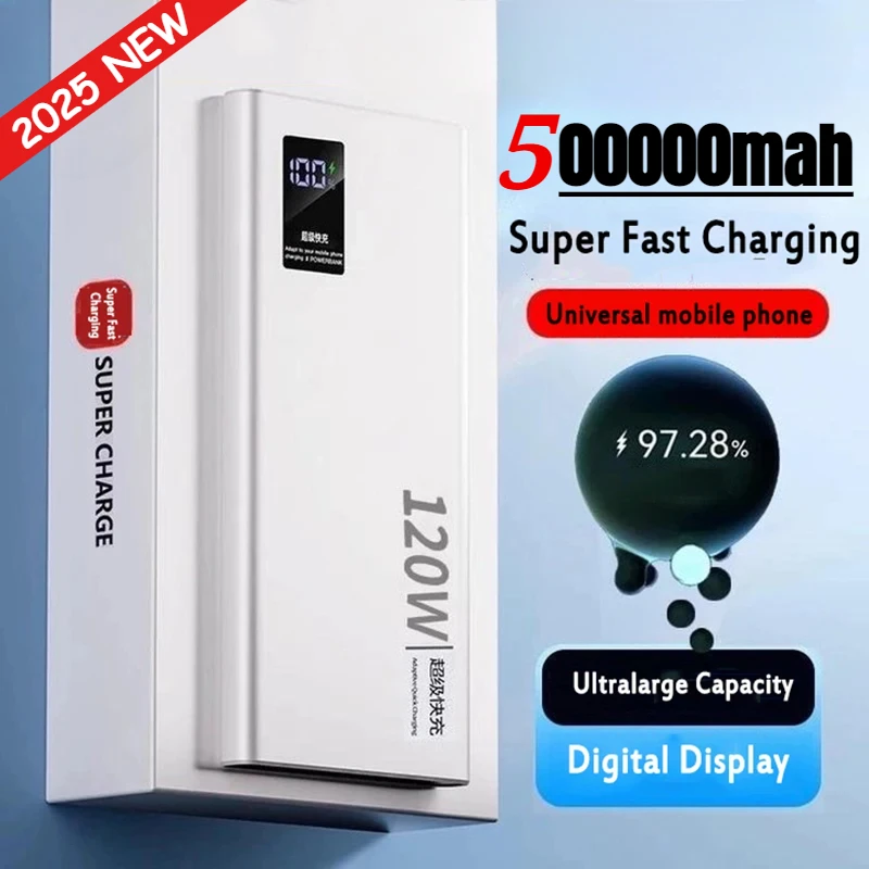 500000mAh High Capacity Power Bank 120W Fast Charging Powerbank Portable Battery Charger For iPhone Samsung Huawei 2025
500000mAh High Capacity Power Bank 120W Fast Charging Powerbank Portable Battery Charger For iPhone Samsung Huawei 2025