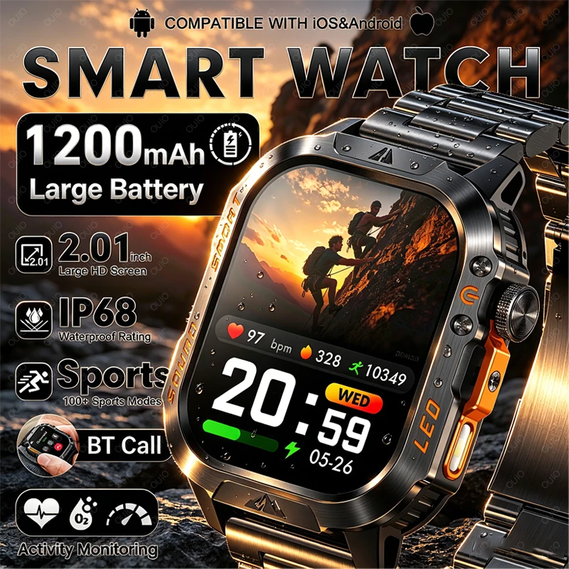 2026New 1200MAH Large Capacity Battery Sports Watch 2.01-inch HD Large Screen 100+Sports Modes Wireless Calling Smart Watch Men
2026New 1200MAH Large Capacity Battery Sports Watch 2.01-inch HD Large Screen 100+Sports Modes Wireless Calling Smart Watch Men