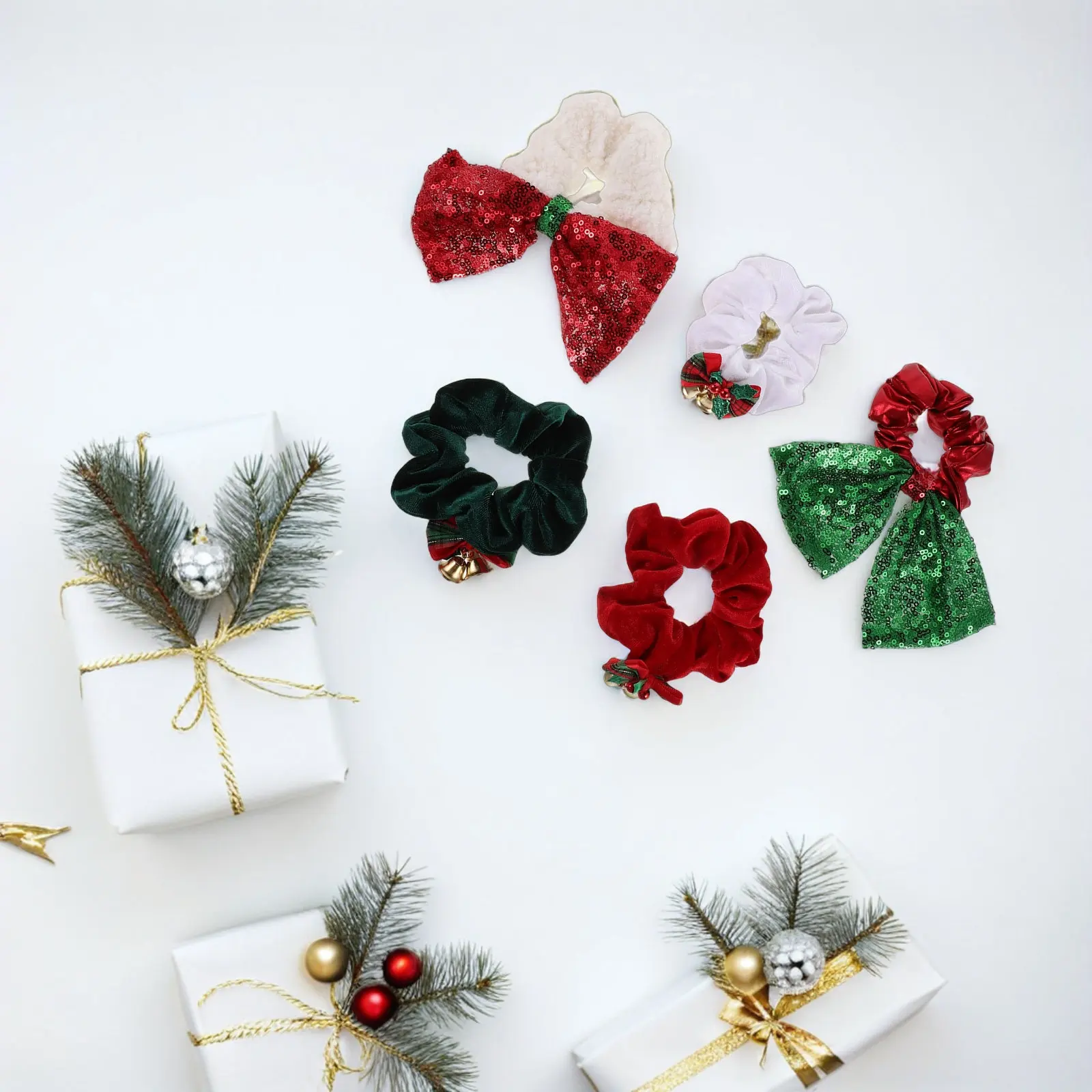 5Pcs Christmas Scrunchies Holiday Hair Ties for Girls Xmas Elastic Ponytail Holders with Bells Bows Sequins No Damage Hair Bands
5Pcs Christmas Scrunchies Holiday Hair Ties for Girls Xmas Elastic Ponytail Holders with Bells Bows Sequins No Damage Hair Bands