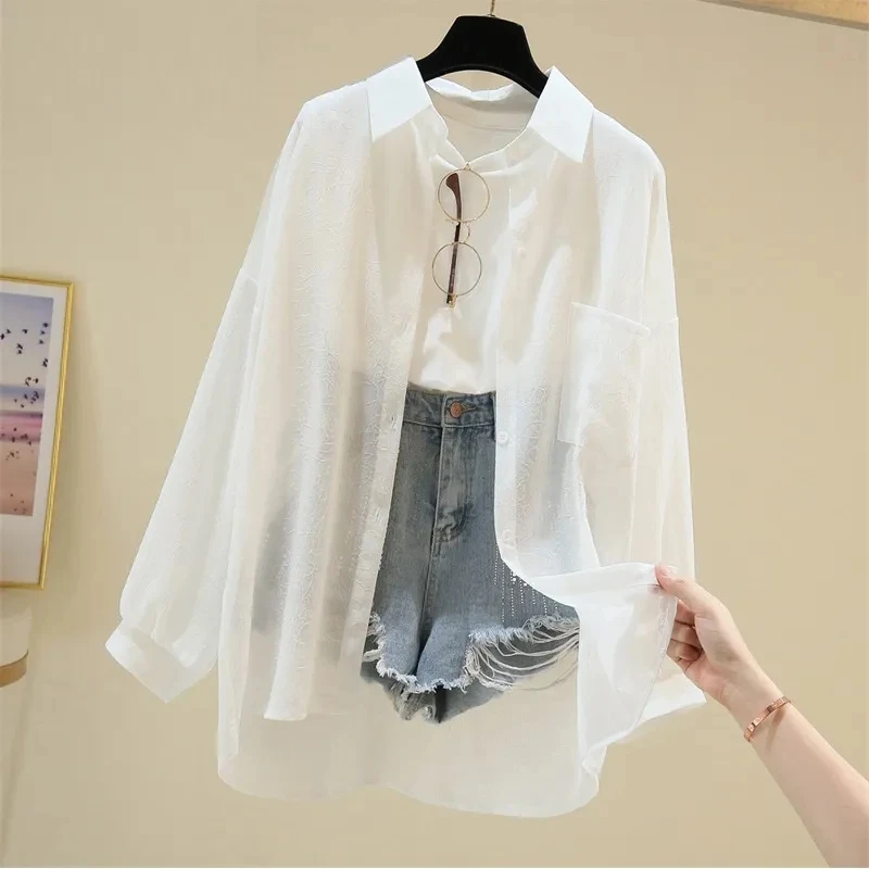 White Outerwear Women's Summer Thin Sunscreen Clothes 2026 New Korean version Loose Long sleeved Top Chiffon Cardigan Shirts
White Outerwear Women's Summer Thin Sunscreen Clothes 2026 New Korean version Loose Long sleeved Top Chiffon Cardigan Shirts