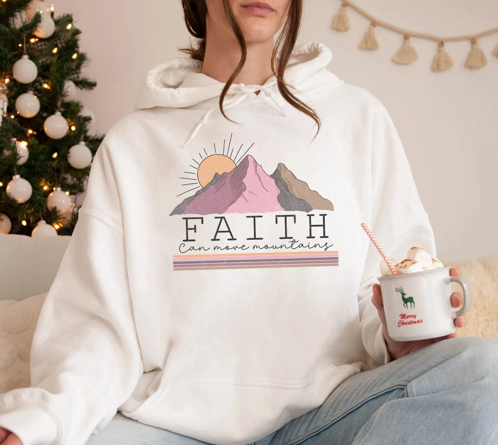 Толстовка с капюшоном Faith Can Move Mountains, женская толстовка с длинными рукавами, пуловер, спортивные топы, модная повседневная осенняя одежда 
Толстовка с капюшоном Faith Can Move Mountains, женская толстовка с длинными рукавами, пуловер, спортивные топы, модная повседневная осенняя одежда
