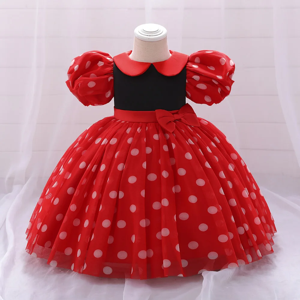 New Short Sleeved Doll Neck Bubble Sleeve Fluffy Skirt Retro Polka Dot Bow Girl's Princess Dress for 0-2 Years Girl
New Short Sleeved Doll Neck Bubble Sleeve Fluffy Skirt Retro Polka Dot Bow Girl's Princess Dress for 0-2 Years Girl