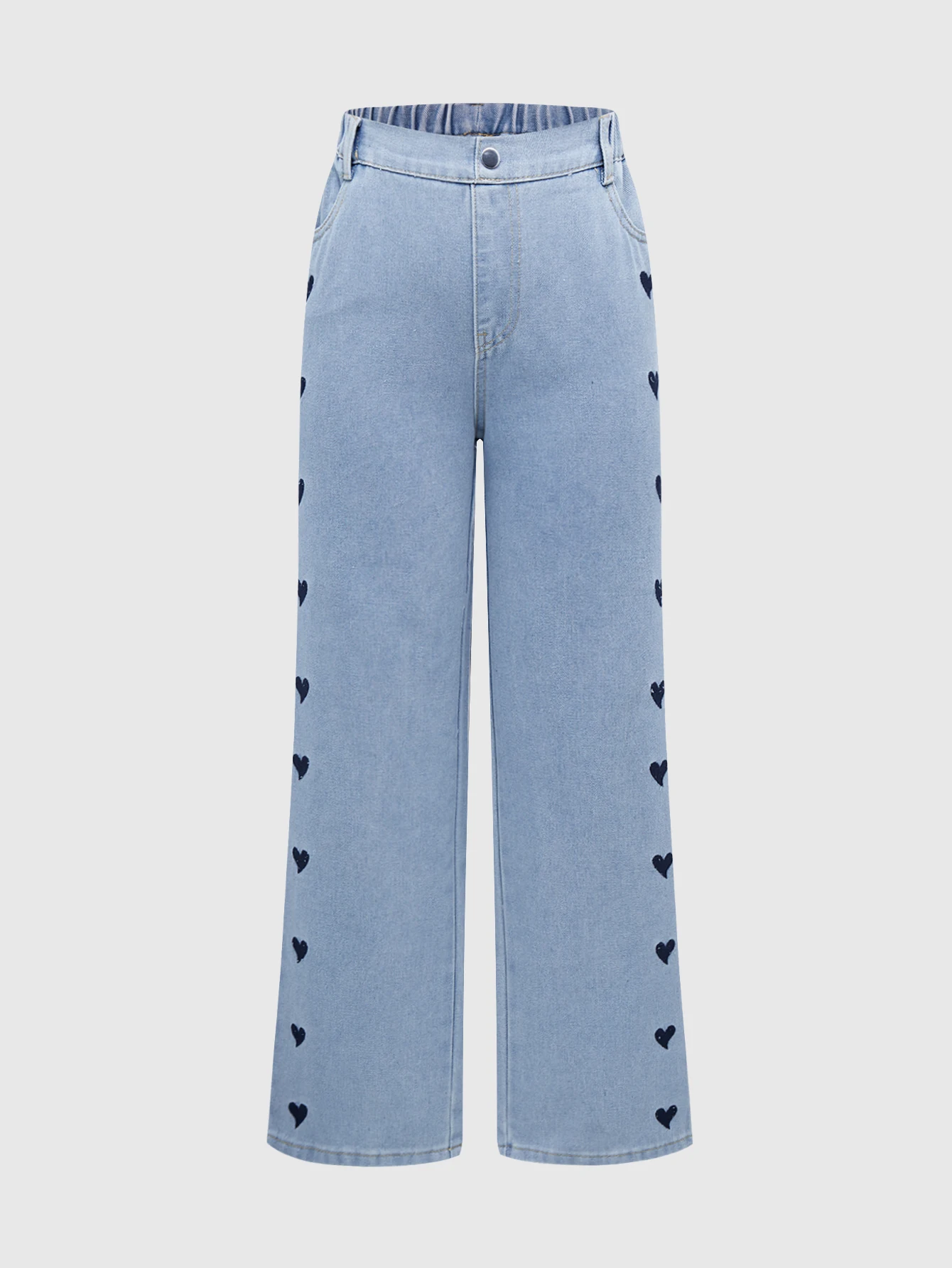 Teenage Girls Long Straight Cut Jeans with Embroidered Heart Design Sweet Loose Wide Leg Casual Denim Trousers
Teenage Girls Long Straight Cut Jeans with Embroidered Heart Design Sweet Loose Wide Leg Casual Denim Trousers