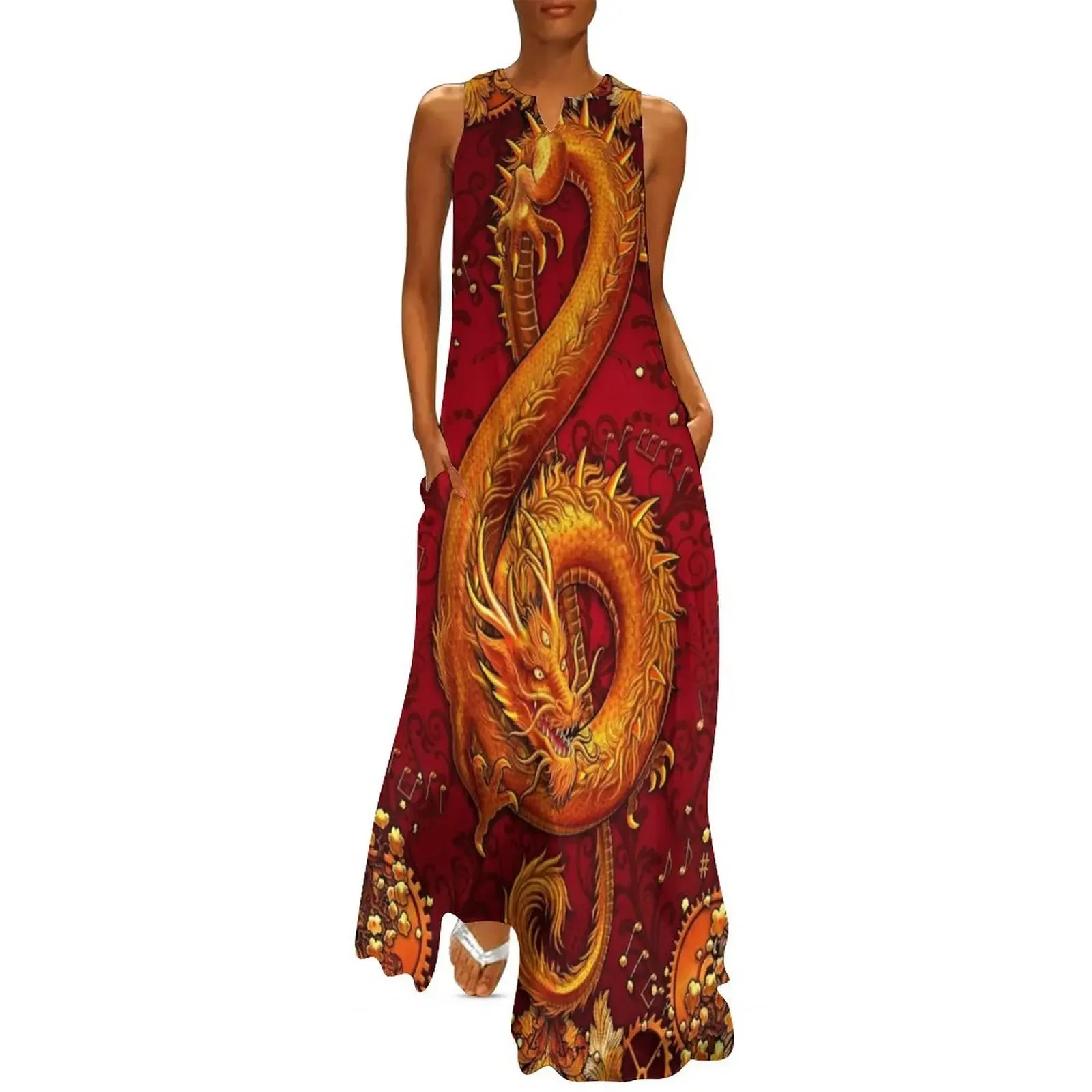 Treble Clef - Music Dragon - Steampunk Long Dress evening dress woman dresses for official occasions Dress
Treble Clef - Music Dragon - Steampunk Long Dress evening dress woman dresses for official occasions Dress