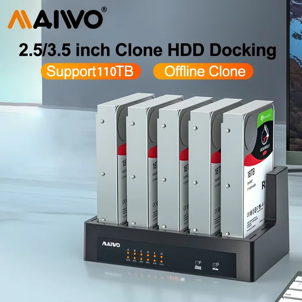 MAIWO 5-bay Hard Drive Box Base 2.5/3.5-inch Desktop Notebook Solid-state Mechanical Hard Drive Duplicator with Digital Display
MAIWO 5-bay Hard Drive Box Base 2.5/3.5-inch Desktop Notebook Solid-state Mechanical Hard Drive Duplicator with Digital Display