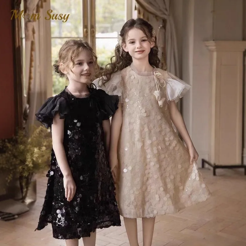 Платье принцессы с блестками для маленьких девочек, винтажное платье с рюшами на рукавах для малышей, рождественское театрализованное представление, одежда для дня рождения, вечеринки, От 18 месяцев до 10 лет 
Платье принцессы с блестками для маленьких девочек, винтажное платье с рюшами на рукавах для малышей, рождественское театрализованное представление, одежда для дня рождения, вечеринки, От 18 месяцев до 10 лет