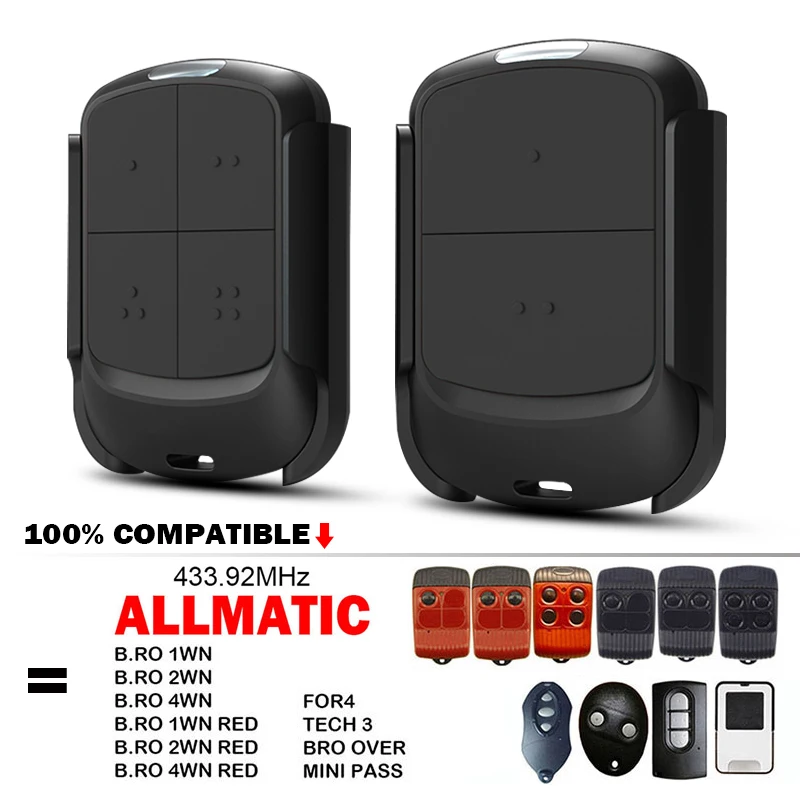 Для ALLMATIC FOR4 / TECH3 / BRO OVER / MINI PASS BRO1WN BRO2WN BRO4WN RED дубликатор пульта дистанционного управления гаражными воротами / воротами 433,92 МГц 
Для ALLMATIC FOR4 / TECH3 / BRO OVER / MINI PASS BRO1WN BRO2WN BRO4WN RED дубликатор пульта дистанционного управления гаражными воротами / воротами 433,92 МГц
