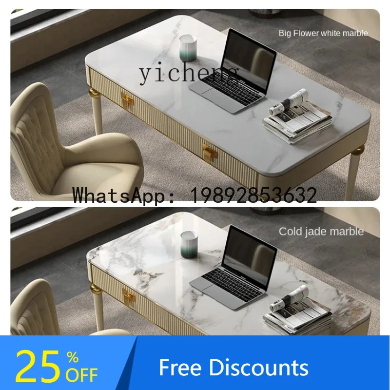 Luxury Study Desk, Marble Rock Plate, High end Modern Fashion Office Desk for Home Use 
Luxury Study Desk, Marble Rock Plate, High end Modern Fashion Office Desk for Home Use