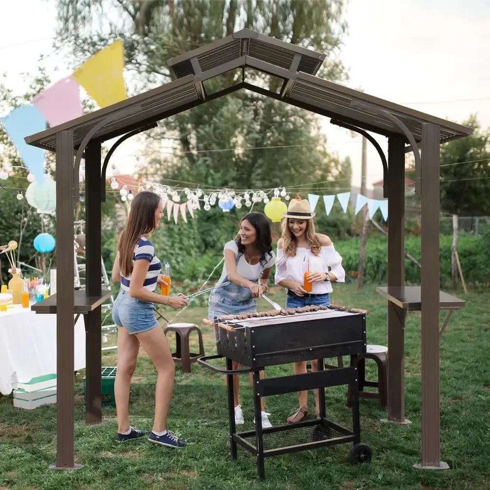 Domi 8×5T Hardtop Grill Gazebo, Outdoor BBQ Gazebo with Galvanized Steel Double Roo, Permanent Sun Shade Grill Shelter with 2 Si
Domi 8×5T Hardtop Grill Gazebo, Outdoor BBQ Gazebo with Galvanized Steel Double Roo, Permanent Sun Shade Grill Shelter with 2 Si