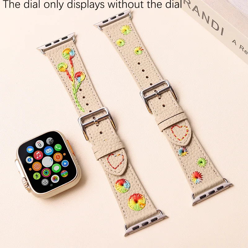 Hand Embroidered Genuine Leather Strap Suitable For Fruit Strap Iwatch 49 45mmApple Watc Fashionable And Versatile
Hand Embroidered Genuine Leather Strap Suitable For Fruit Strap Iwatch 49 45mmApple Watc Fashionable And Versatile