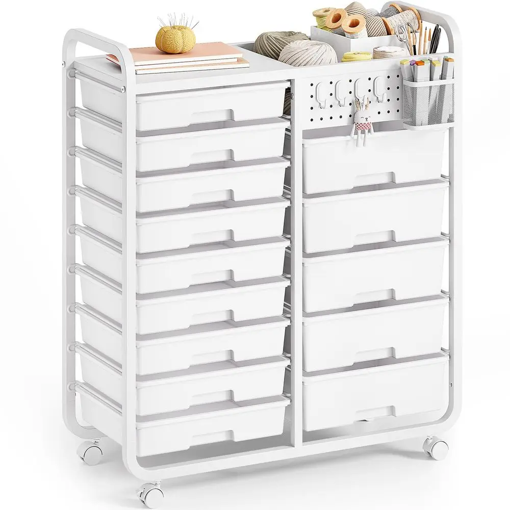 14 Drawer Rolling Cart with Tabletop amp DIY Pegboard, Storage Cart with Wheels, Classroom Organizers Utility Cart for Office H
14 Drawer Rolling Cart with Tabletop amp DIY Pegboard, Storage Cart with Wheels, Classroom Organizers Utility Cart for Office H