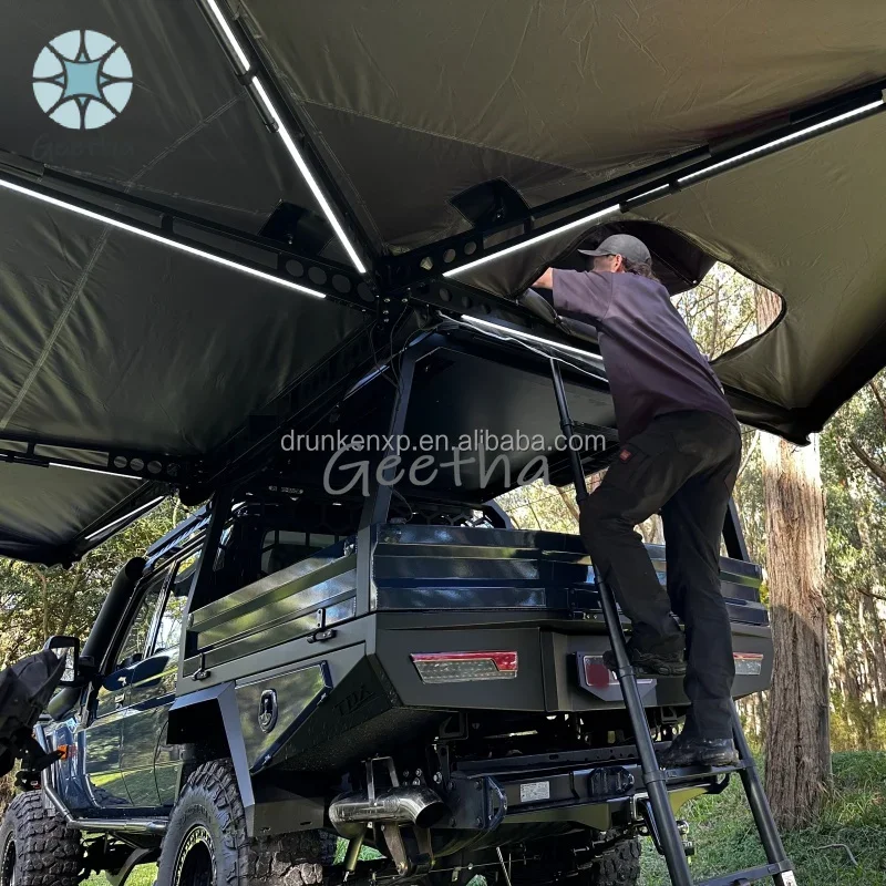 DrunkenXp 280G+Coating Canvas 270 Plus Version With LED Lights Rainproof Standings D Shape Hole Car Side Free Standing Awning
DrunkenXp 280G+Coating Canvas 270 Plus Version With LED Lights Rainproof Standings D Shape Hole Car Side Free Standing Awning
