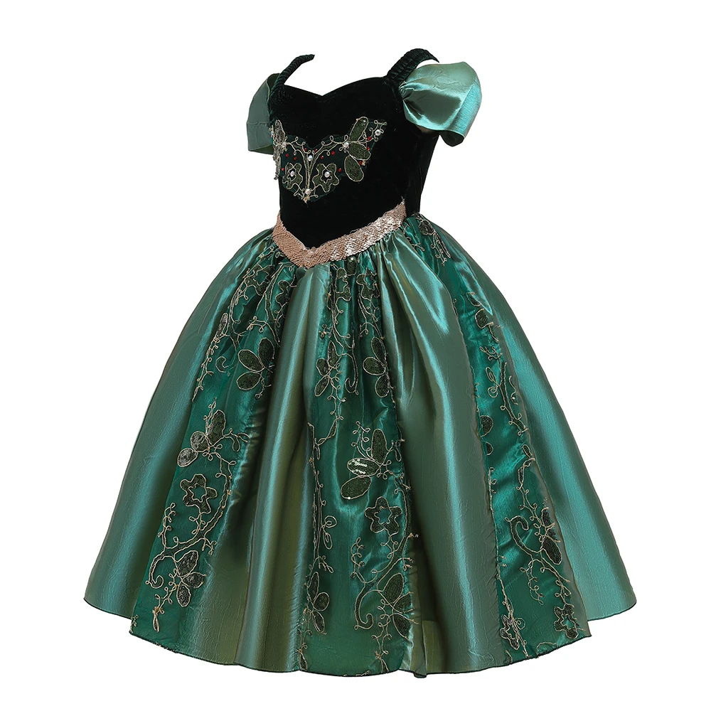 Girls Princess Anna Costume Dark Green Dress, Off Shoulder Puff Sleeve Sequin Embroidery Gown for Kids Halloween Birthday Party
Girls Princess Anna Costume Dark Green Dress, Off Shoulder Puff Sleeve Sequin Embroidery Gown for Kids Halloween Birthday Party