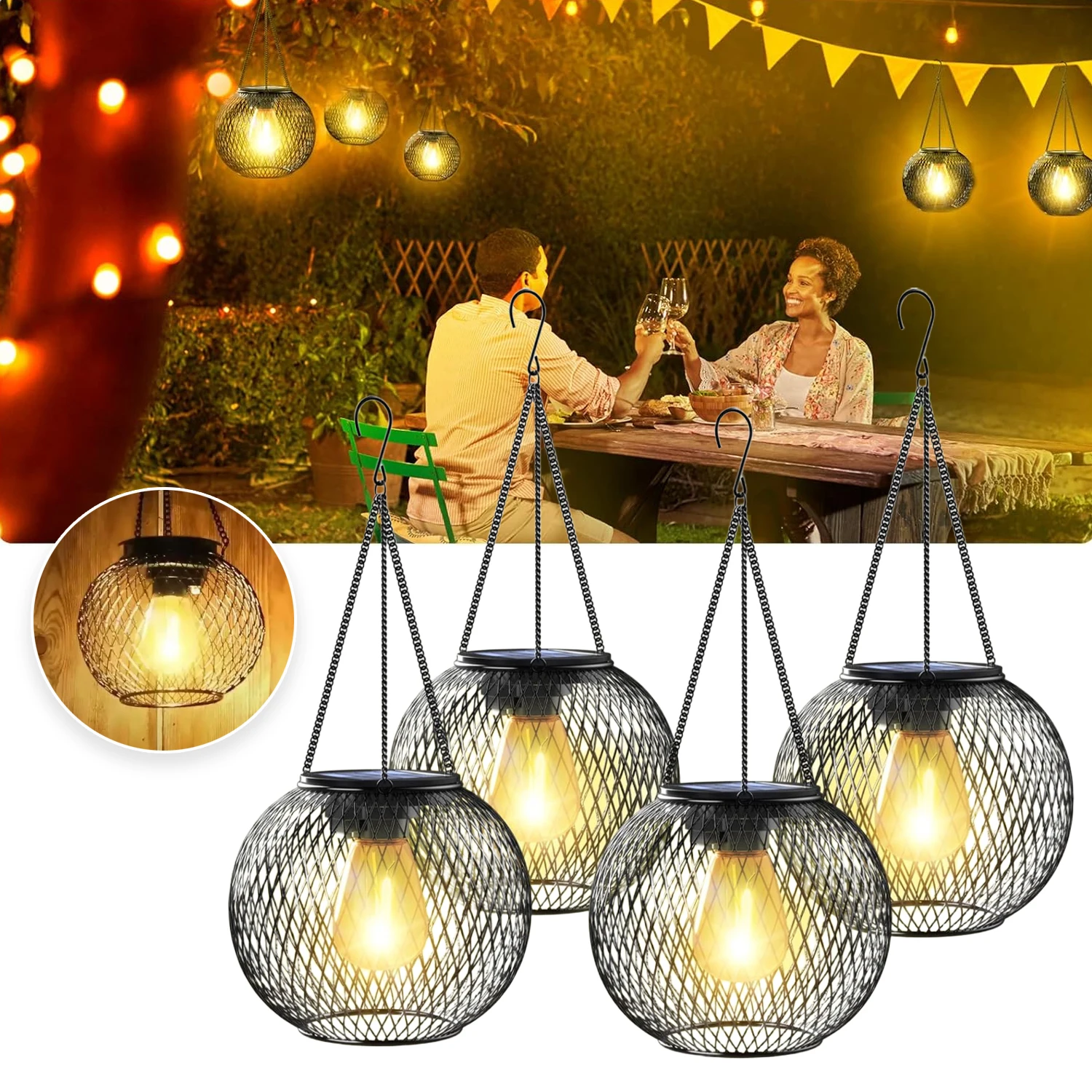 Solar Powered Wrought Iron Vintage Hollow Mesh Pendant Light Outdoor Garden Patio Waterproof LED Hanging Decorative Lamp
Solar Powered Wrought Iron Vintage Hollow Mesh Pendant Light Outdoor Garden Patio Waterproof LED Hanging Decorative Lamp