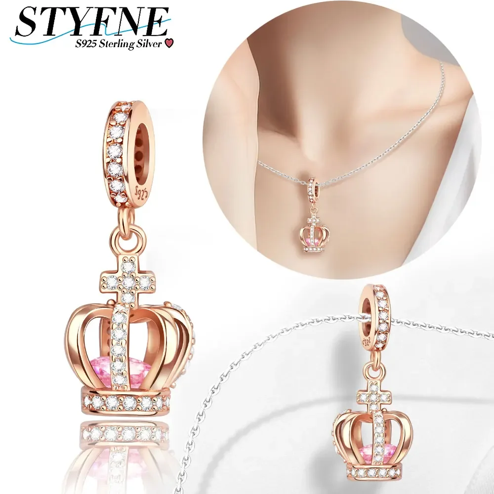 Original 925 Sterling Silver Rose Gold Queen's Crown Charm Beads for Women's fit Bracelet Diy Jewelry Accessories Gift
Original 925 Sterling Silver Rose Gold Queen's Crown Charm Beads for Women's fit Bracelet Diy Jewelry Accessories Gift