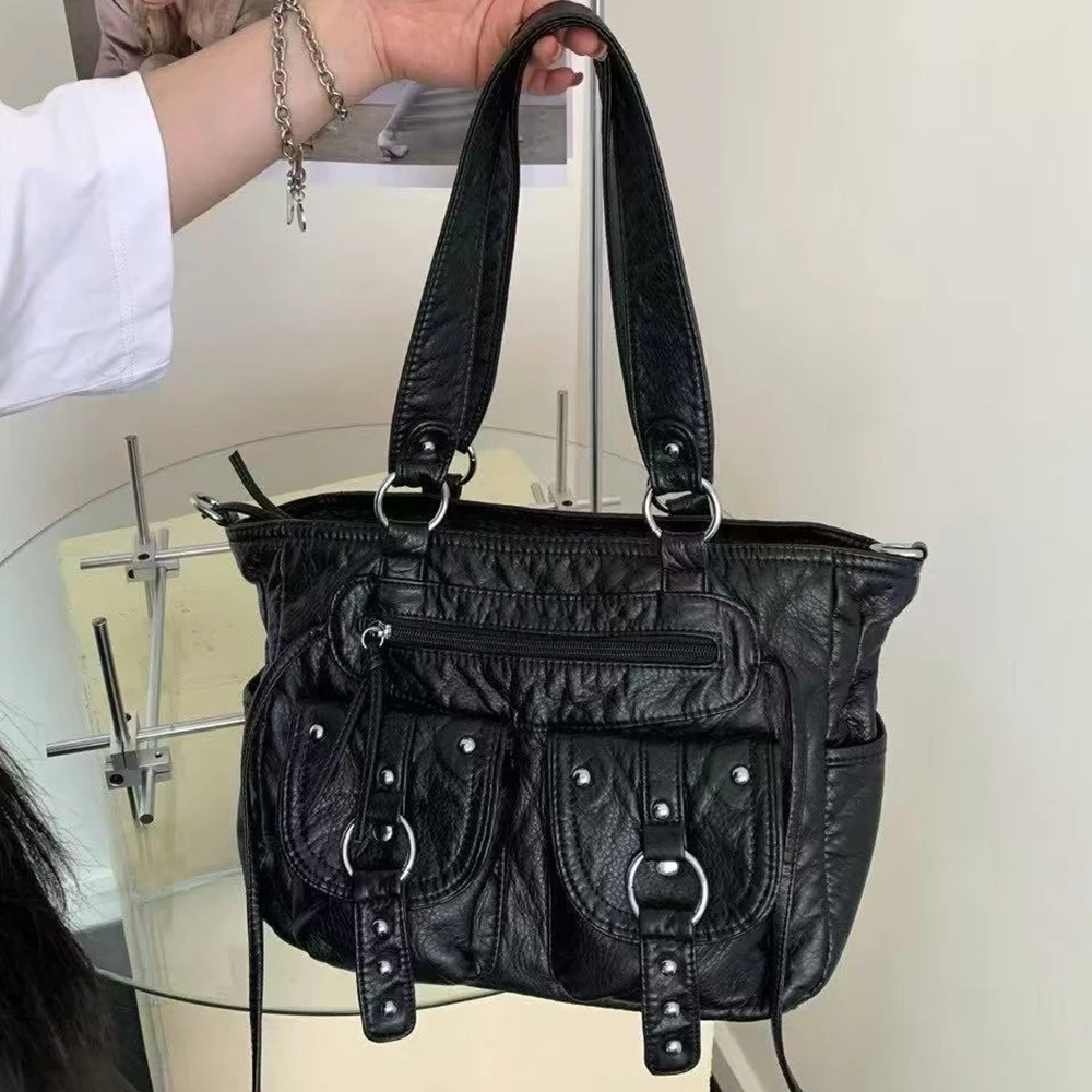 Сумка на плечо с шипами в стиле панк, мягкая искусственная кожа, сумки-тоут для женщин, сумка с заклепками, мотоциклетная сумка, большая вместительная сумка через плечо
Сумка на плечо с шипами в стиле панк, мягкая искусственная кожа, сумки-тоут для женщин, сумка с заклепками, мотоциклетная сумка, большая вместительная сумка через плечо