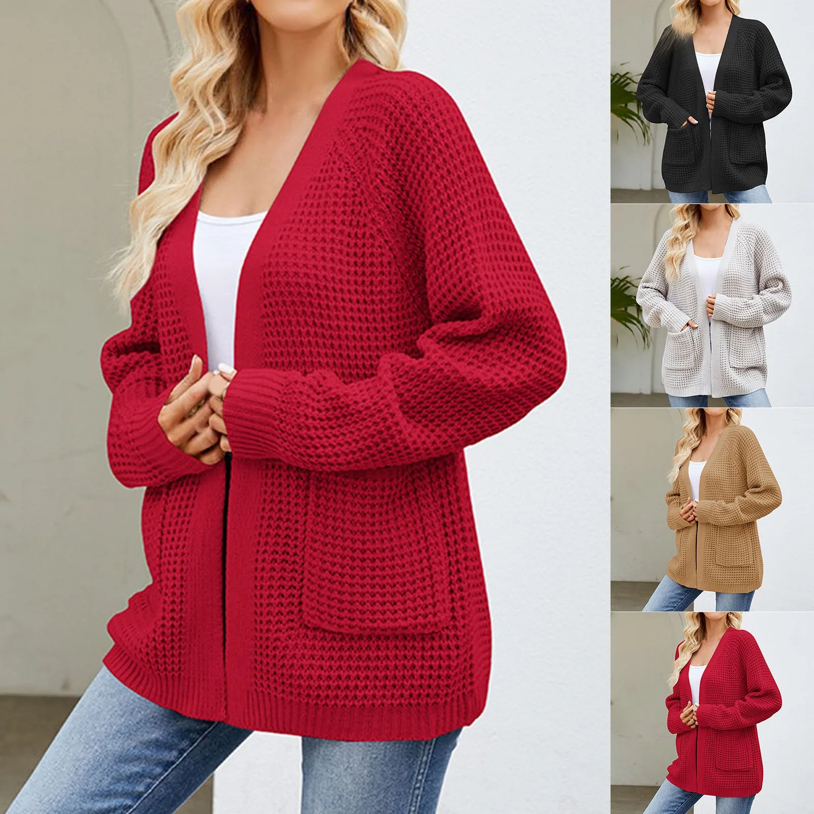 Women's Autumn/Winter Solid Color Long Sleeve Pocket Knitted Sweater Cardigan Coat
Women's Autumn/Winter Solid Color Long Sleeve Pocket Knitted Sweater Cardigan Coat