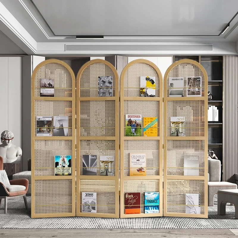 Japanese rattan screen living room porch block movable folding bookshelf background decoration simple modern small apartment
Japanese rattan screen living room porch block movable folding bookshelf background decoration simple modern small apartment