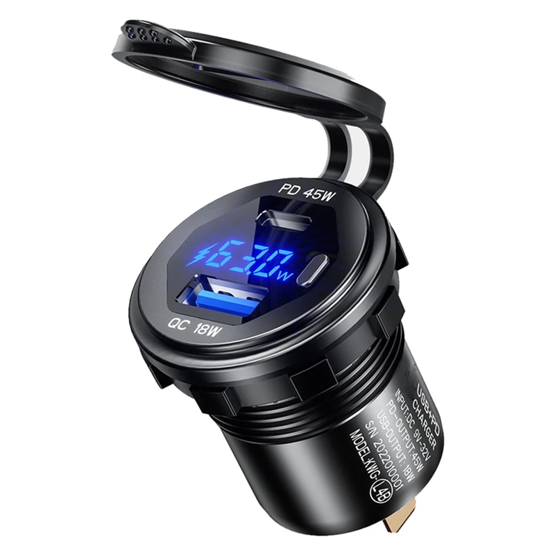 Металлическая быстрая зарядка 3.0 и PD типа C45W USB18W Автомобильное зарядное устройство USB-разъем для мотоцикла Розетка для зарядки Простая установка
Металлическая быстрая зарядка 3.0 и PD типа C45W USB18W Автомобильное зарядное устройство USB-разъем для мотоцикла Розетка для зарядки Простая установка