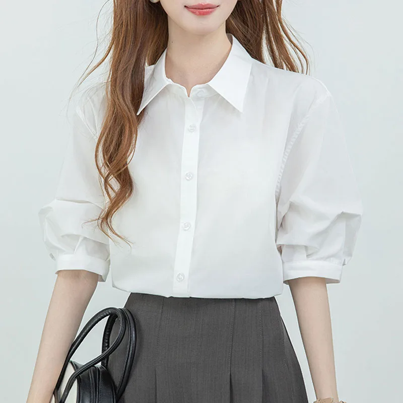 Women Shirt Blouse Summer Office Lady New Short Sleeve Blouses Turn Down Collar White Shirt Blouse Women Tops Shirts Blusa Q4776
Women Shirt Blouse Summer Office Lady New Short Sleeve Blouses Turn Down Collar White Shirt Blouse Women Tops Shirts Blusa Q4776