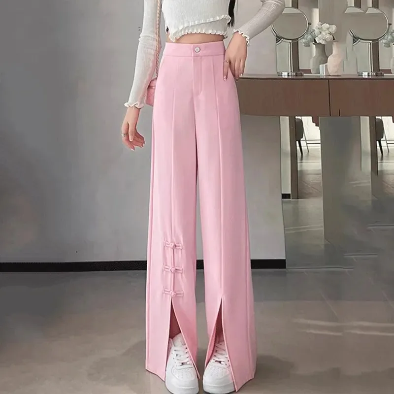Women's Cheongsam Inspired Wide Leg Pants Black High Waist Wide Leg Pants with Frog Buttons and Side Slit
Women's Cheongsam Inspired Wide Leg Pants Black High Waist Wide Leg Pants with Frog Buttons and Side Slit