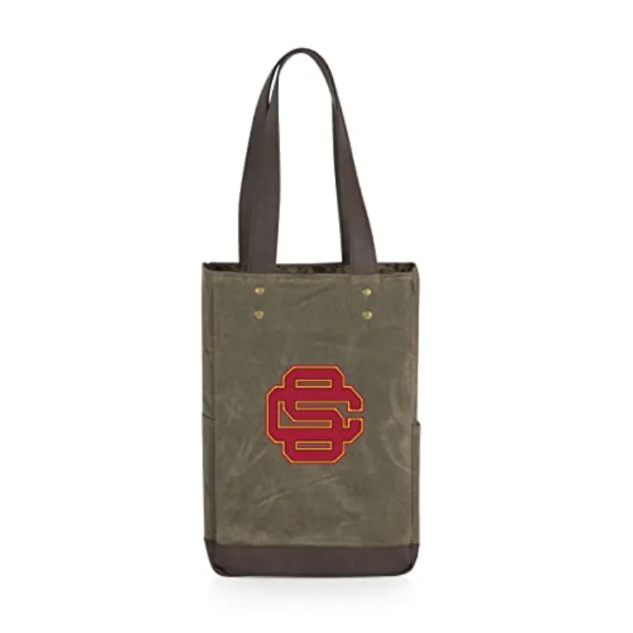 NCAA USC Trojans Alternate 2 Bottle Insulated Wine Bag Distressed Waxed Canvas Wine Tote Bag Wine Gift Bag Khaki Green with Bei
NCAA USC Trojans Alternate 2 Bottle Insulated Wine Bag Distressed Waxed Canvas Wine Tote Bag Wine Gift Bag Khaki Green with Bei