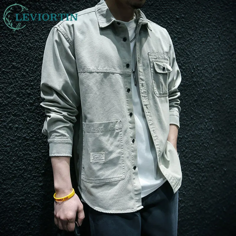 Harajuku Japanese Mens Workwear Shirt Jacket Drop Shoulder Loose Top Cotton Cargo Shirt Male Casual Long Sleeve Men Streetwear
Harajuku Japanese Mens Workwear Shirt Jacket Drop Shoulder Loose Top Cotton Cargo Shirt Male Casual Long Sleeve Men Streetwear
