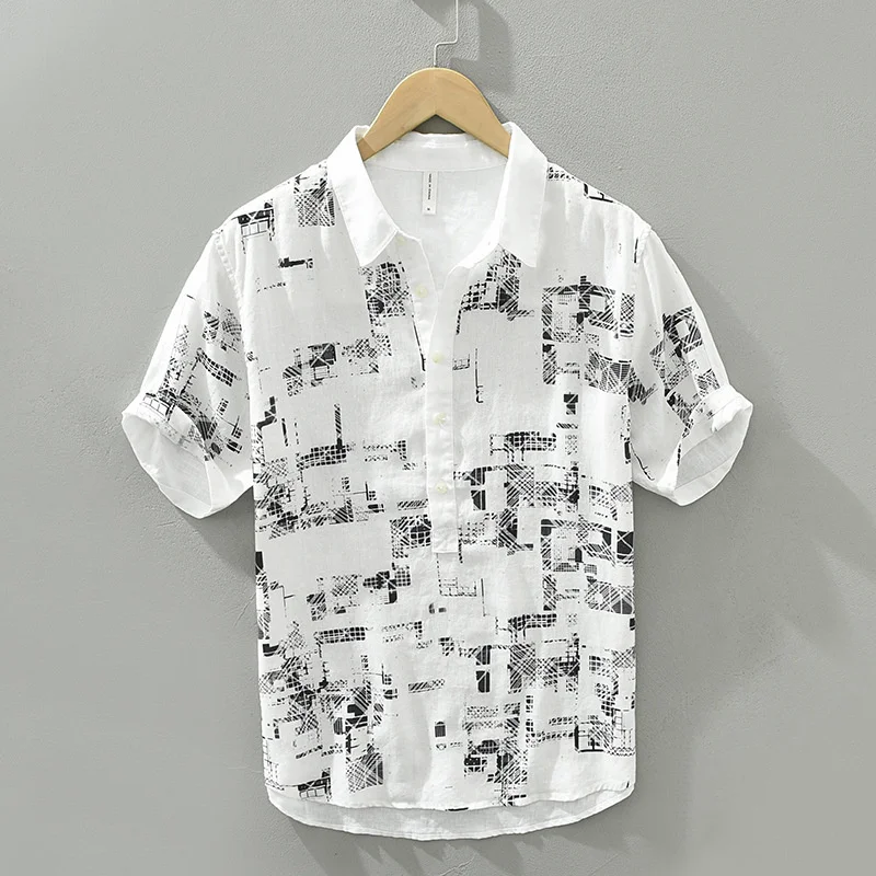 100% Linen Men's Printed Short Sleeve Half-open Shirt Japanese Lapel Casual Comfortable Breathable Man Loose Button Thin Shirt
100% Linen Men's Printed Short Sleeve Half-open Shirt Japanese Lapel Casual Comfortable Breathable Man Loose Button Thin Shirt