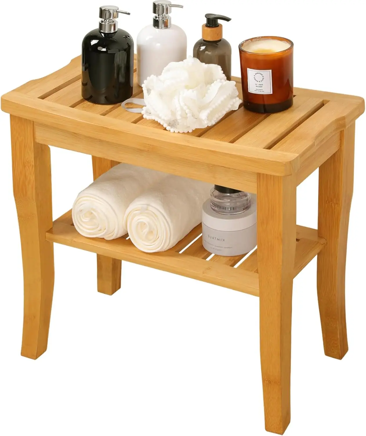 Bamboo Shower Bench - Bathroom Bench Seat With Storage Shelf,19 H 2-Tier Wooden Spa Seat Bath Stool For Adults Women Elderly 
Bamboo Shower Bench - Bathroom Bench Seat With Storage Shelf,19 H 2-Tier Wooden Spa Seat Bath Stool For Adults Women Elderly