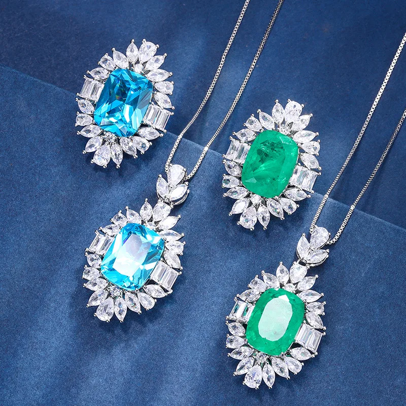 Jewelry Set with Emerald and Aquamarine Plating, Rectangular Luxury Style for Women 12*16
Jewelry Set with Emerald and Aquamarine Plating, Rectangular Luxury Style for Women 12*16