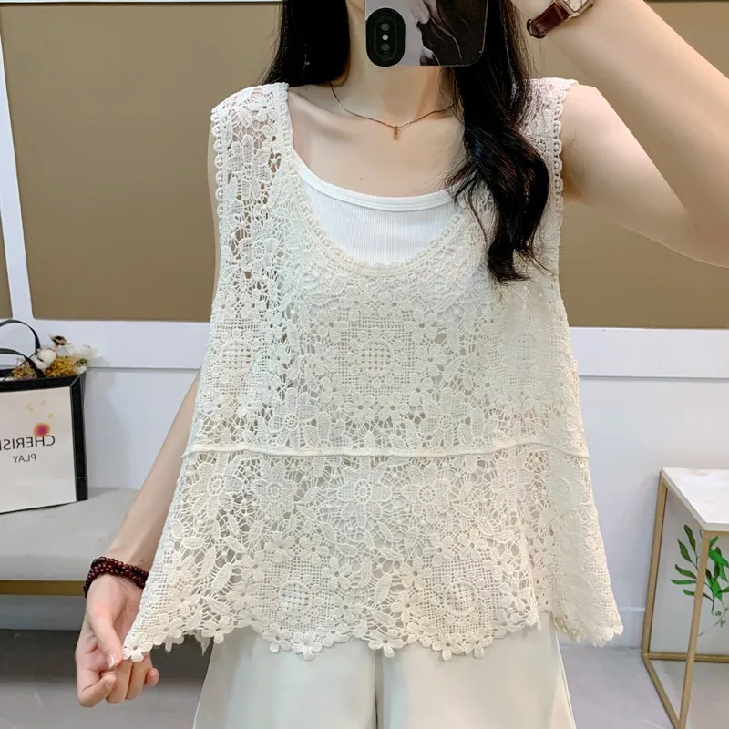 Sleeveless Crochet Knit Top Summer Beach Bikini Cover Up Floral Embroidered Lace Blouse Women Vacation Boho Outfit
Sleeveless Crochet Knit Top Summer Beach Bikini Cover Up Floral Embroidered Lace Blouse Women Vacation Boho Outfit