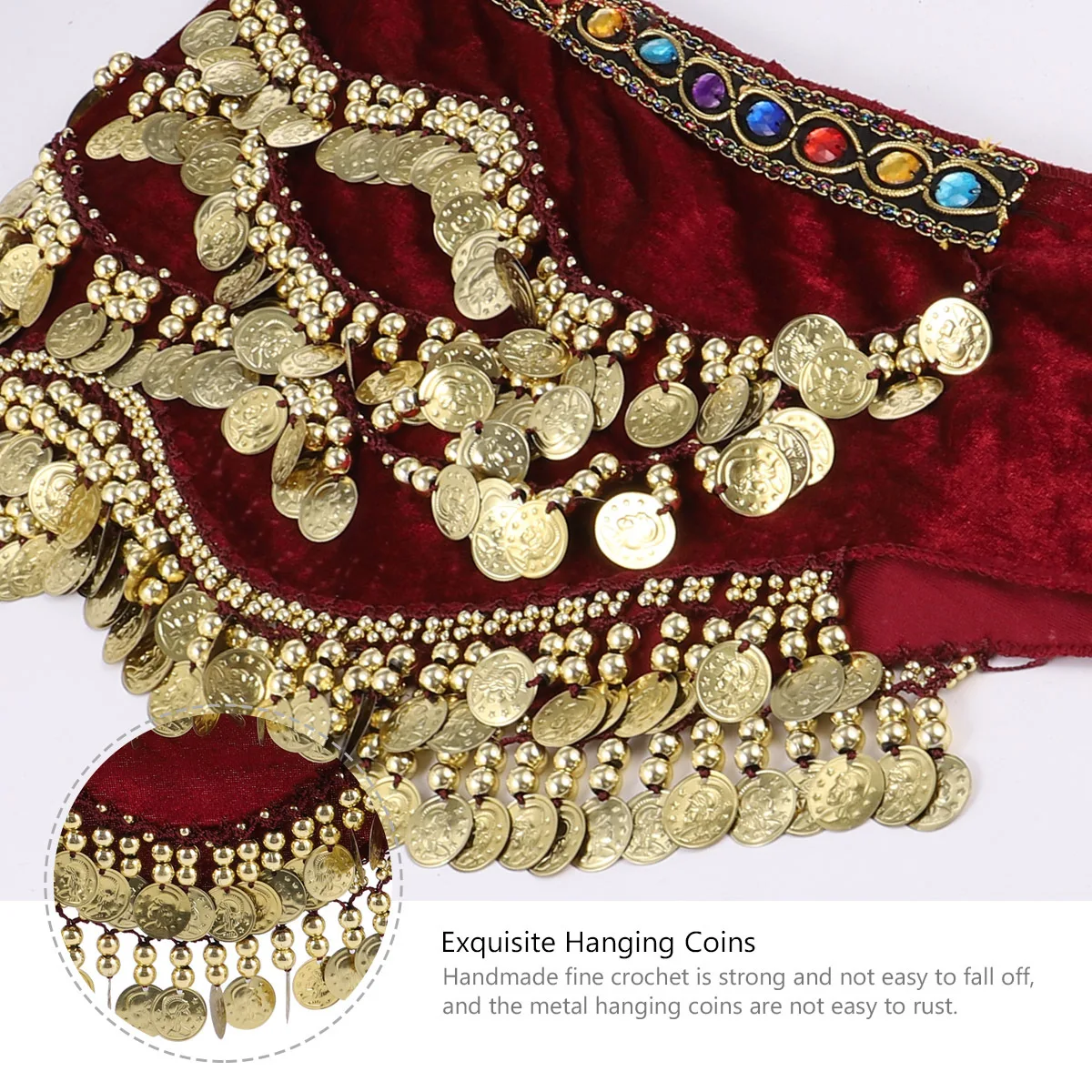 1Pcs Belly Dance Belt Hip Scarf Dark Red Coin Tassel Hip Wrap for Women Skirt Performance Practice Adjustable Wrap
1Pcs Belly Dance Belt Hip Scarf Dark Red Coin Tassel Hip Wrap for Women Skirt Performance Practice Adjustable Wrap