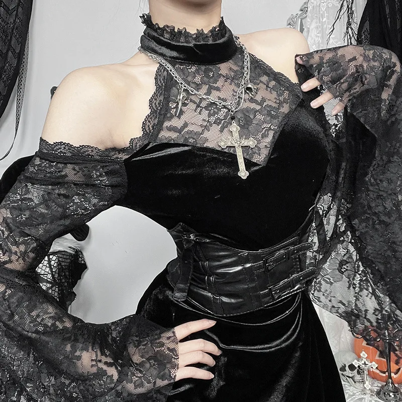 American Style Gothic Elegant Slim Lace Patchwork Dress Women Off Shoulder Clothes New Autumn Dark Sexy Hot Girl Bodycon Dress
American Style Gothic Elegant Slim Lace Patchwork Dress Women Off Shoulder Clothes New Autumn Dark Sexy Hot Girl Bodycon Dress